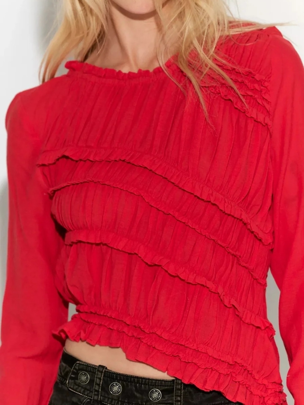 Free People Pink Sands Ruched Top - Fiery Red - Small